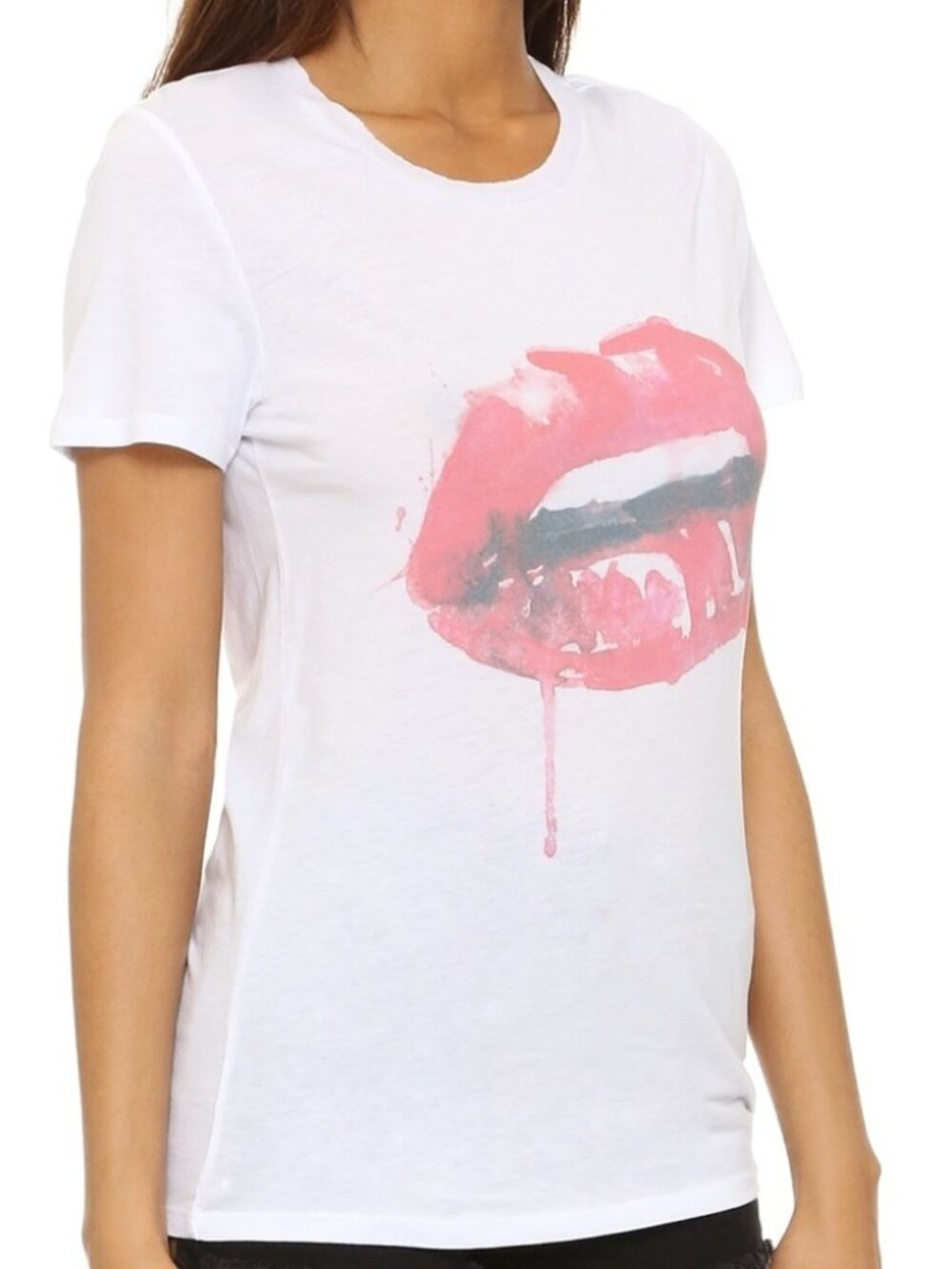 Zoe Karssen Dripping Lips Tissue Tee XS White Red Short Sleeve T-Shirt Grunge